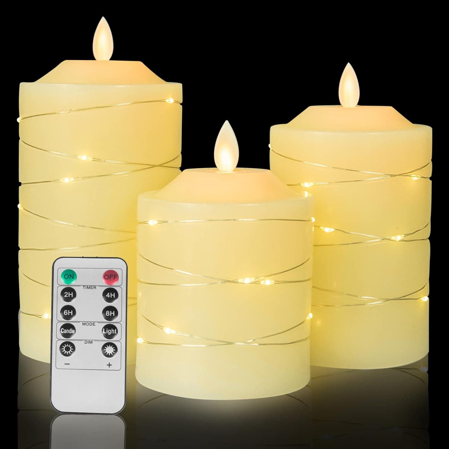 Nancia Battery Operated Led Flameless Candles Set of 3 with Remote