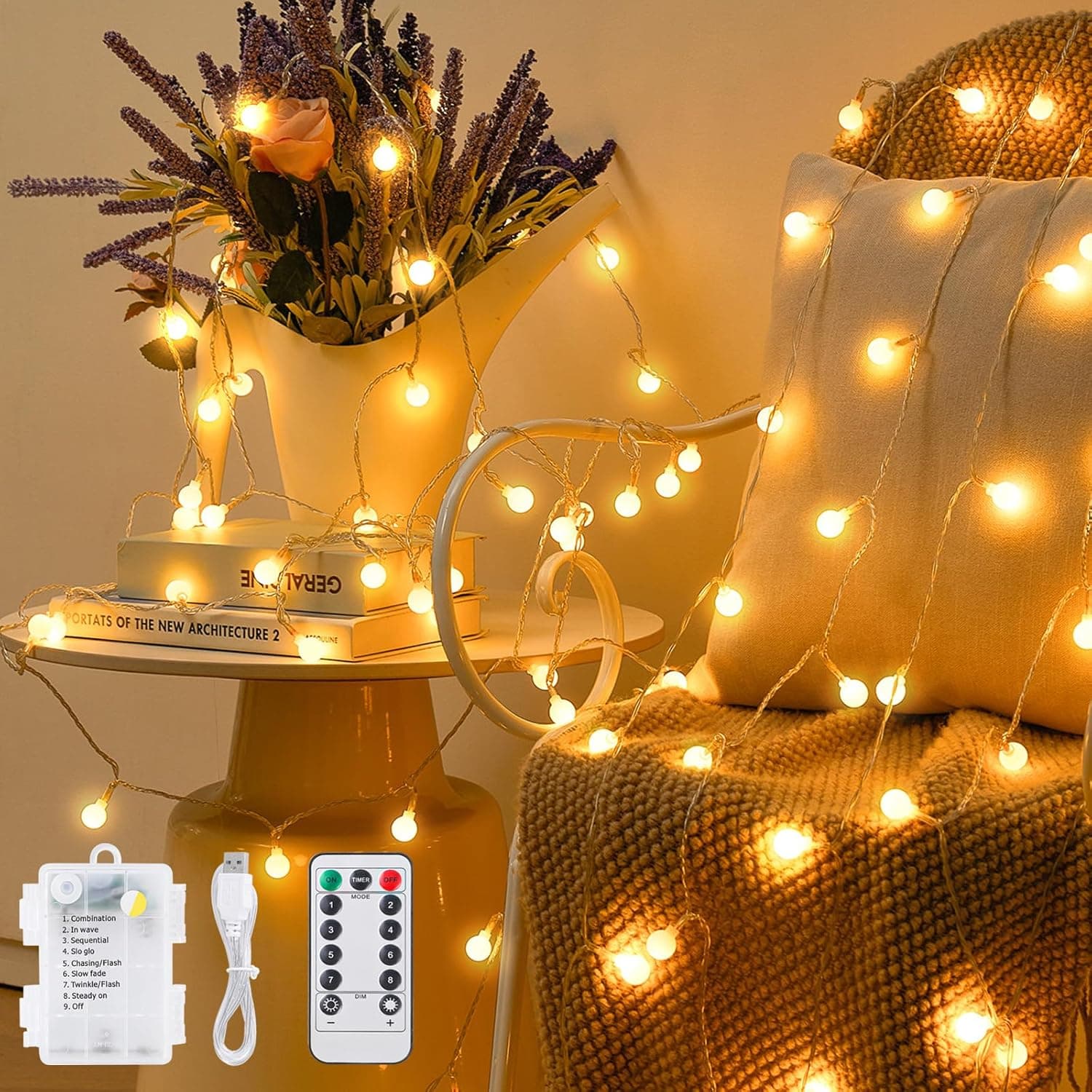 Fairy Lights Warm White 15m with Remote